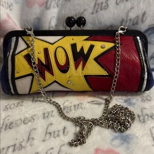 Brighton Colorful Comic-Inspired Women's Leather Bag with chain preowned